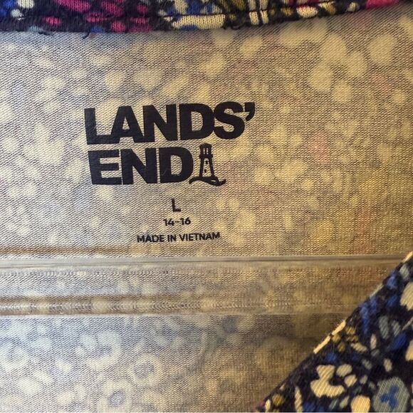 Lands’ End Floral Print V-Neck Top Women’s Large - Picture 3 of 4